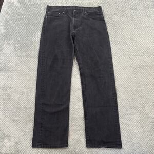 Levi's 505 Regular Fit Men's Black Denim Jeans Sz 38x33